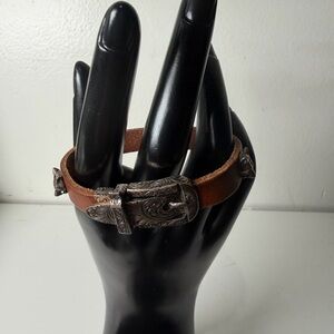 Gucci Brown Leather Bracelet with Silver Buckle